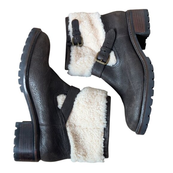Coach "Gabriella" Winter Chestnut Leather boot lug sole shearling ankle size 7 - Picture 11 of 11